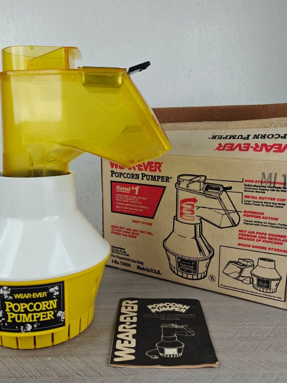 Vintage Wear-Ever Popcorn Pumper Electric Hot Air Popcorn Maker W/Box and Manual